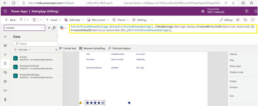 OnSelect of Rating Control